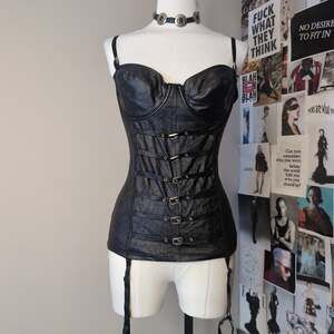 Buckled Faux Leather Bustier Corset Top Gothic